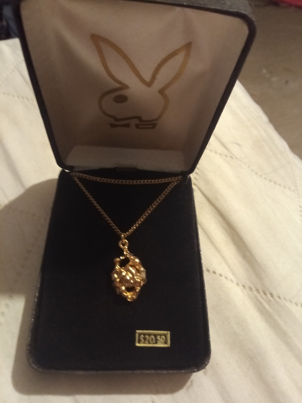 Playboy Gold-Tone Pendant Necklace Like New - Picture 3 of 3